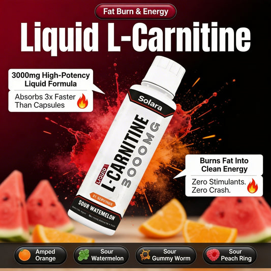 Solara™ L-Carnitine 3000mg Liquid Fast Absorbing Energy & Fat Metabolism Support